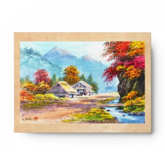 Seki K Country Farm by Stream in Autumn scenery Envelopes