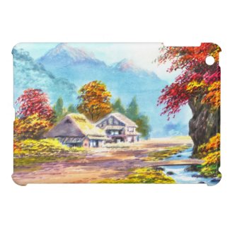Seki K Country Farm by Stream in Autumn scenery Cover For The iPad Mini