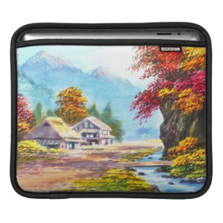 Seki K Country Farm by Stream in Autumn scenery Sleeves For iPads
