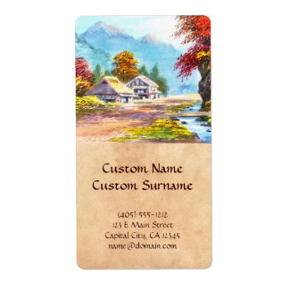 Seki K Country Farm by Stream in Autumn scenery Custom Shipping Labels