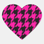 Select Your Color Houndstooth Pattern Heart Stickers