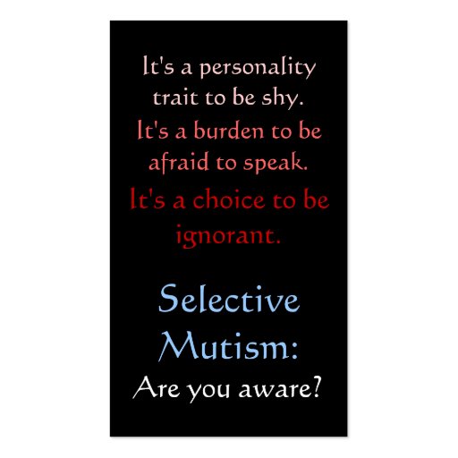 Selective Mutism Awareness Business Card Template (front side)