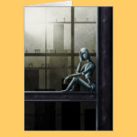 self aware robot scifi greetingcard cards