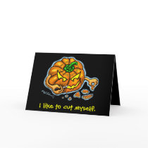 Self-Carving Jack-o-lanter Halloween greeting card by BeckCalli Self-Carving Jack-o-lanter Halloween greeting card