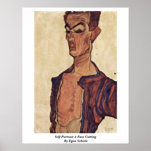 Self-Portrait A Face Cutting By Egon Schiele Poster