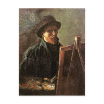 Self-Portrait, Dark Hat, Easel, Vincent van Gogh Post Cards
