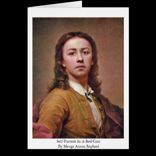 Self-Portrait In A Red Coat By Mengs Anton Raphael Greeting Cards