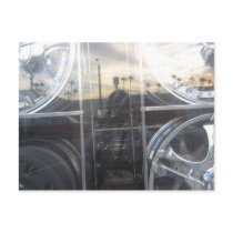self portrait in auto shop window postcards