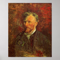 Self-Portrait, Pipe and Glass, Vincent van Gogh Posters