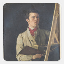 Self Portrait, Sitting next to an Easel, 1825 Sticker