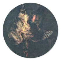 Self-Portrait With A Dead Bittern By Rembrandt Har Round Stickers