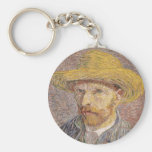 Self Portrait with a Straw Hat by Vincent van Gogh Keychain