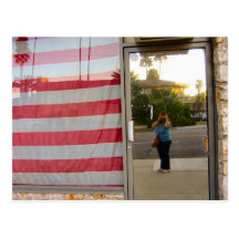self portrait with american flag post cards