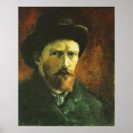 Self Portrait with Dark Felt Hat Print