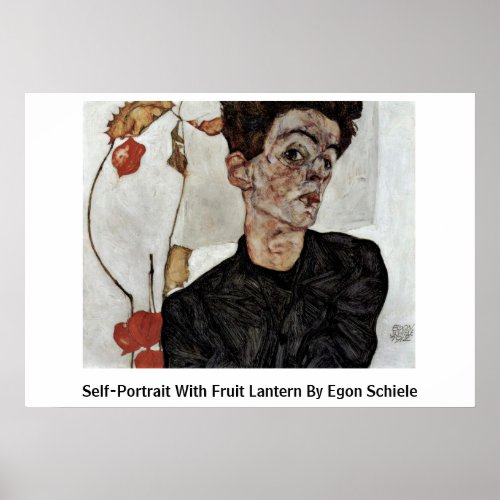 Self-Portrait With Fruit Lantern By Egon Schiele Poster