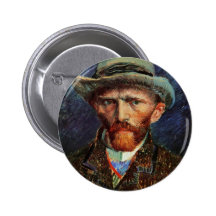 Self-Portrait with Grey Felt Hat by van Gogh Pinback Buttons