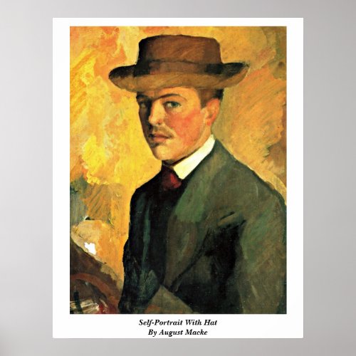 Self-Portrait With Hat By August Macke Poster