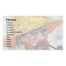 Self-Portrait With Straw Hat By Vincent Van Gogh Business Card Templates