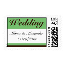 Sello marrón del boda de la raya verde