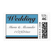 Sellos marrones del boda de la raya azul