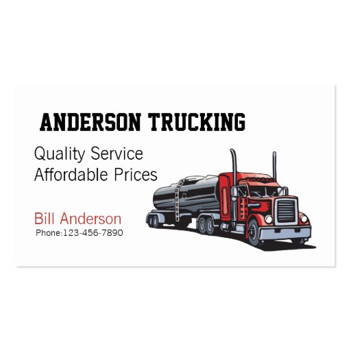 Semi Fuel Tanker Truck Business Card (front side)