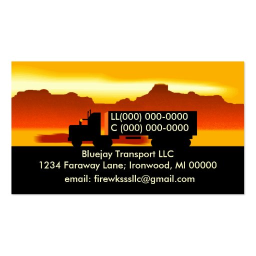 Semi OTR Trucking Transport Truckers Business Card (front side)