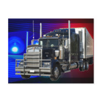 SEMI TRACTOR TRAILER WITH POLICE LIGHTS BACKGROUND