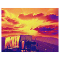 Semi-truck and sunset, California Flyers
