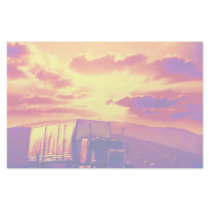 Semi-truck and sunset, California Customized Stationery