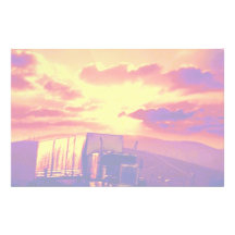 Semi-truck and sunset, California Customized Stationery