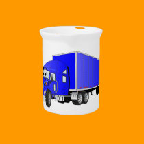 Semi Truck Blue Trailer Cartoon pitchers