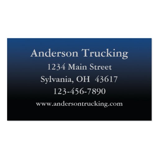 Semi Truck  Business Card. (back side)