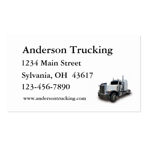 Semi Truck  Business Card (back side)