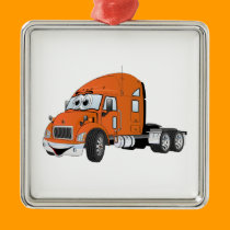 Semi Truck Cab Orange ornaments