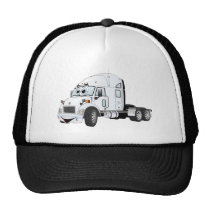 Semi Truck Cab White Mesh Hats