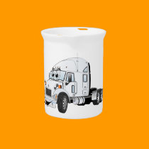Semi Truck Cab White pitchers