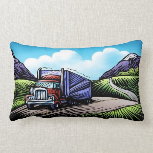 Semi truck driver scenic decorative pillow Zazzle