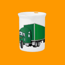 Semi Truck Green Trailer Cartoon pitchers