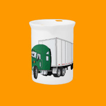 Semi Truck Green White Trailer Cartoon pitchers