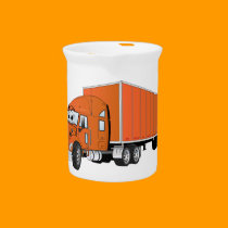 Semi Truck Orange Trailer Cartoon pitchers