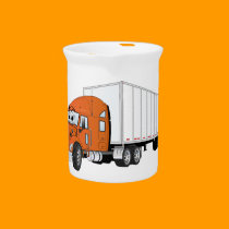 Semi Truck Orange White Trailer Cartoon pitchers