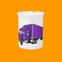 Semi Truck Purple Trailer Cartoon pitchers