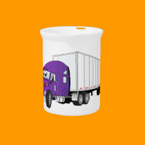 Semi Truck Purple White Trailer Cartoon pitchers