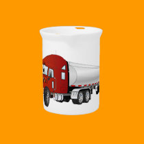Semi Truck Red Silver Tanker Trailer Cartoon pitchers