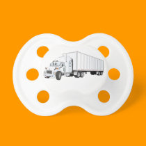 Semi Truck White Trailer Cartoon pacifiers