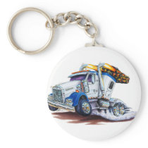 Semi Truck with Sleepercab Keychains