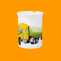 Semi Truck Yellow Green Tanker Trailer Cartoon pitchers