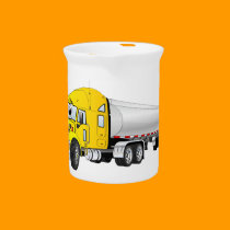 Semi Truck Yellow Silver Tanker Trailer Cartoon pitchers