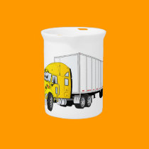 Semi Truck Yellow White Trailer Cartoon pitchers
