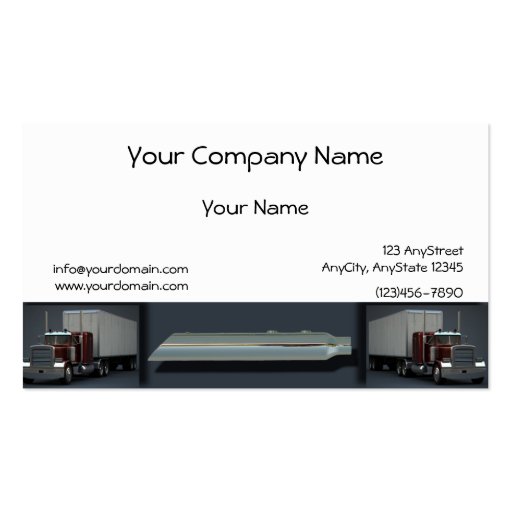 Semi Trucks on Steel Colored Border Business Card (front side)